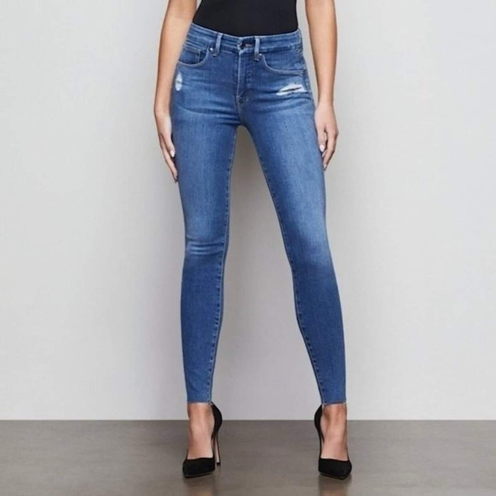 Good American Jeans Good Legs Skinny Raw Hem GLPB367T Blue 431 Size 20